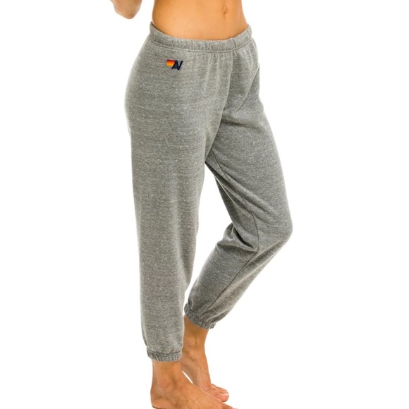 AVIATOR NATION CLASSIC VELVET STRIPES SWEATPANTS - HEATHER GRAY size s - Picture 4 of 9